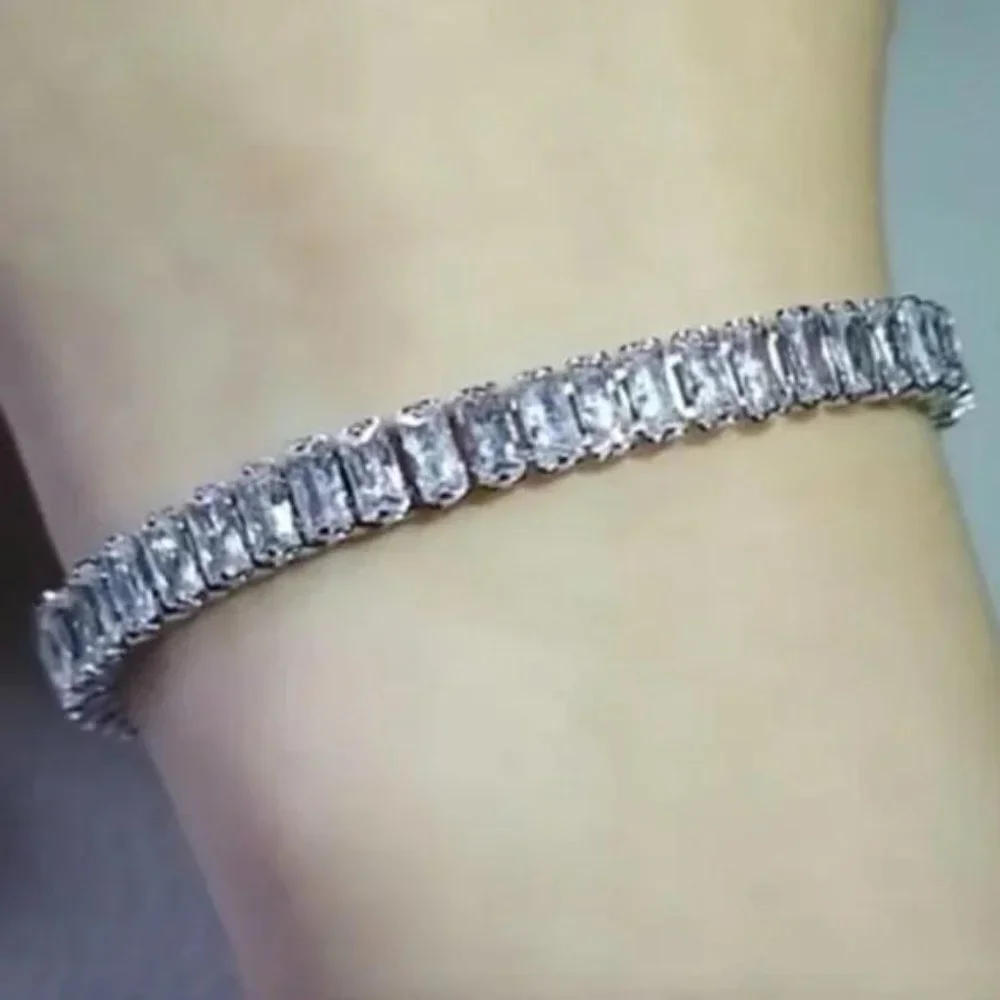 NEW ‘7’ 925 STERLING SILVER DIAMOND BRACELET, NICE BRACELET, CUTE BRACELET - Picture 3 of 6
